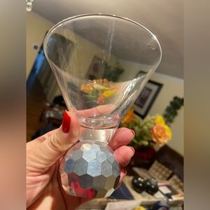 1 Contemporary Disco Ball Martini Cocktail Glasses Heavy Base used.
